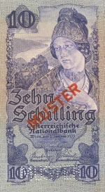 10 Austrijos šilingų.