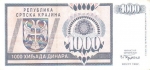 1000 Kroatijos dinarų.