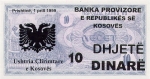 10 Kosovo dinarų.