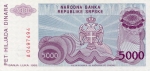 5000 Bosnijos ir Hercegovinos dinarų.
