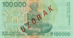 100000 Kroatijos dinarų.