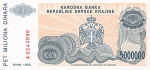 5000000 Kroatijos dinarų.
