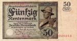 50 Vokietijos rentenmarkių.