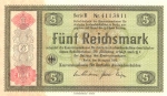 5 Vokietijos reichsmarkės.