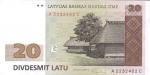 20 Latvijos latų.