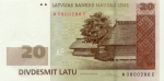 20 Latvijos latų.