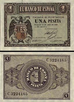 1 Ispanijos peseta.