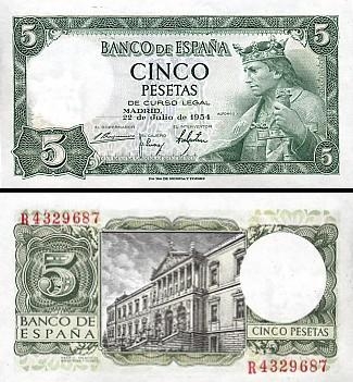 5 Ispanijos pesetų.