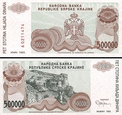 500000 Kroatijos dinarų.