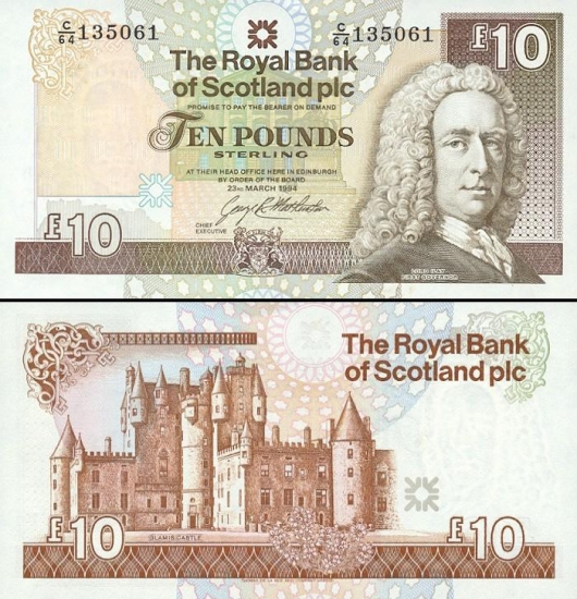 10 Škotijos svarų.