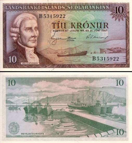 10 Islandijos kronų.