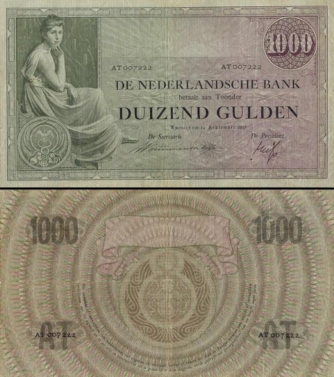 1000 Olandijos guldenų.