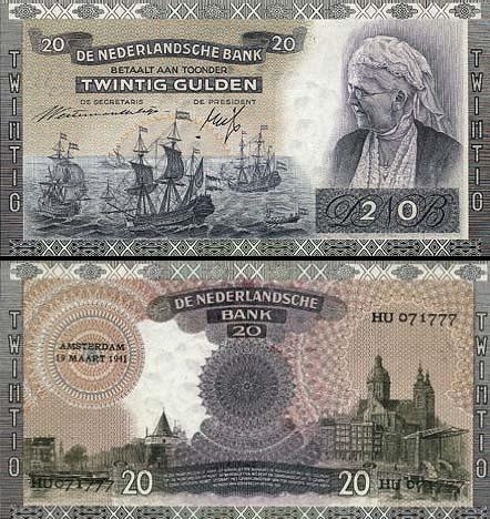 20 Olandijos guldenų.