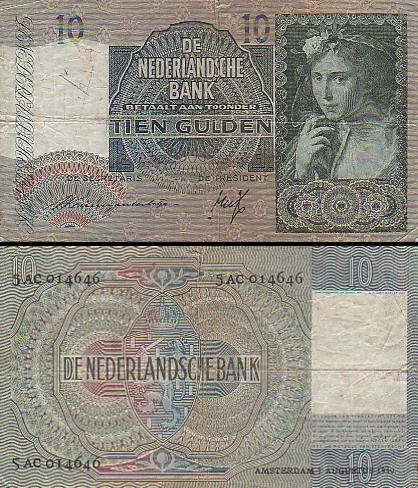 10 Olandijos guldenų.