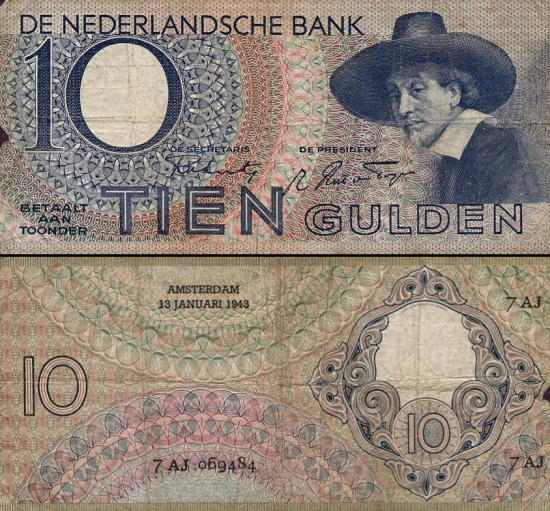 10 Olandijos guldenų.