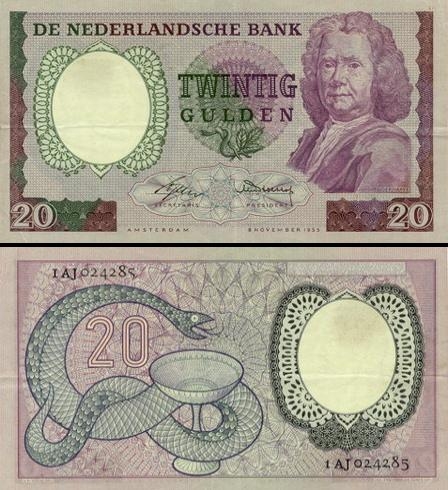 20 Olandijos guldenų.