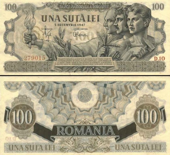 100 Rumunijos lėjų.