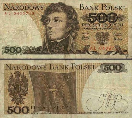 500 Lenkijos zlotų.