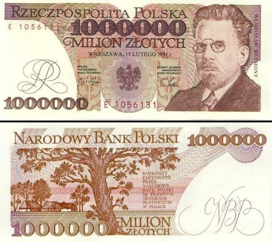 1000000 Lenkijos zlotų.