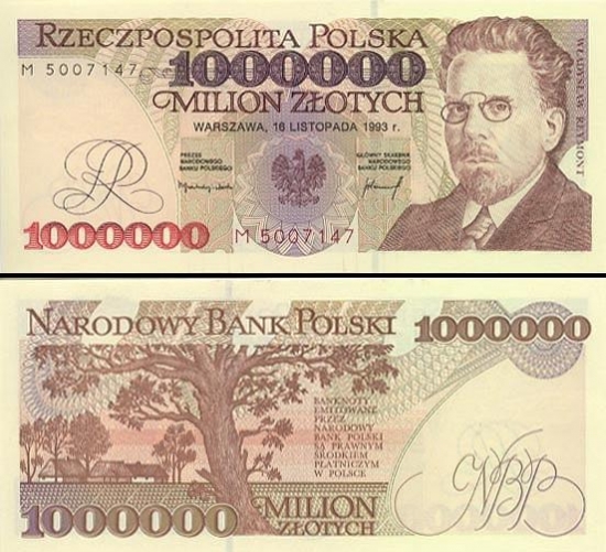 1000000 Lenkijos zlotų.