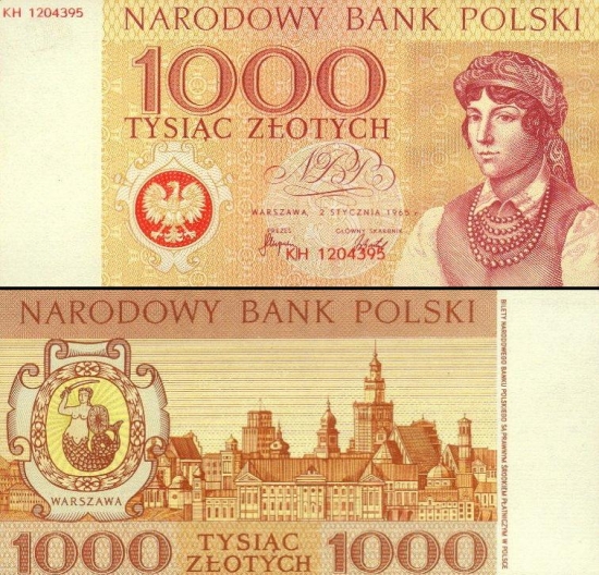 1000 Lenkijos zlotų.