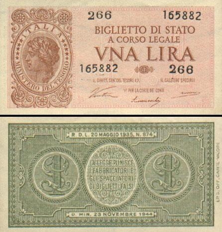 1 Italijos lira.