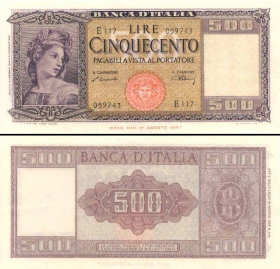 500 Italijos lirų.