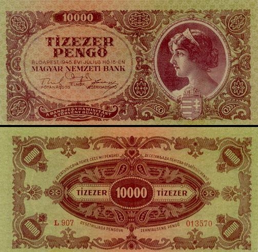 10000 Vengrijos pengų.