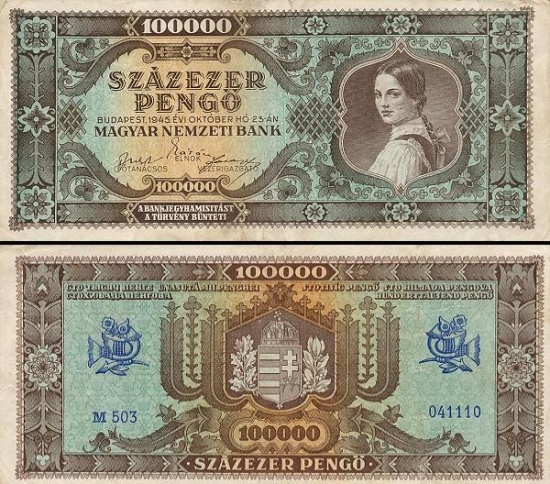 100000 Vengrijos pengų.