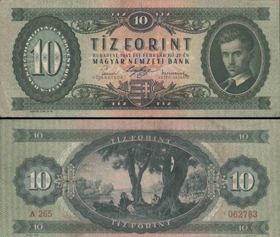10 Vengrijos forintų.