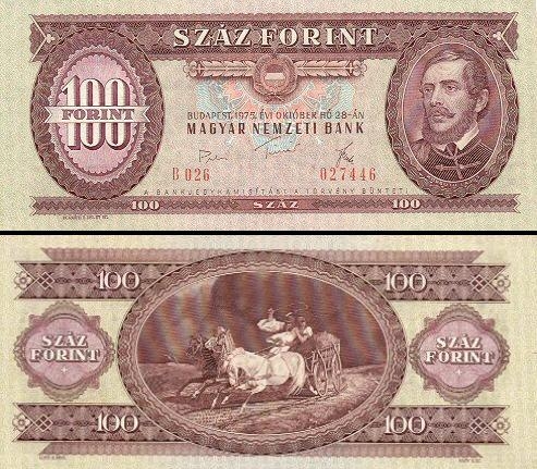 100 Vengrijos forintų.