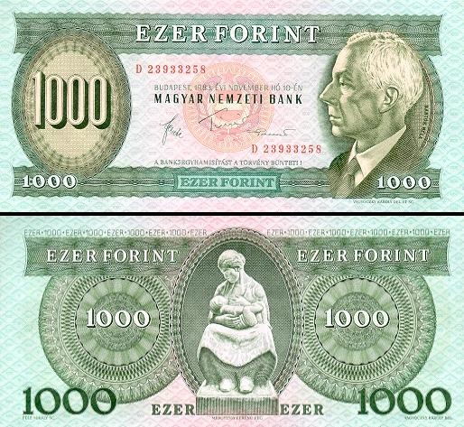 1000 Vengrijos forintų.