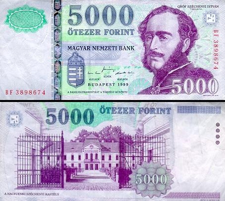 5000 Vengrijos forintų.