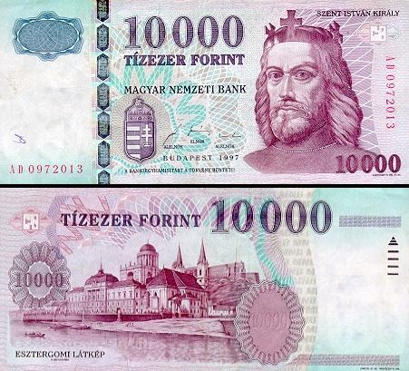 10000 Vengrijos forintų.