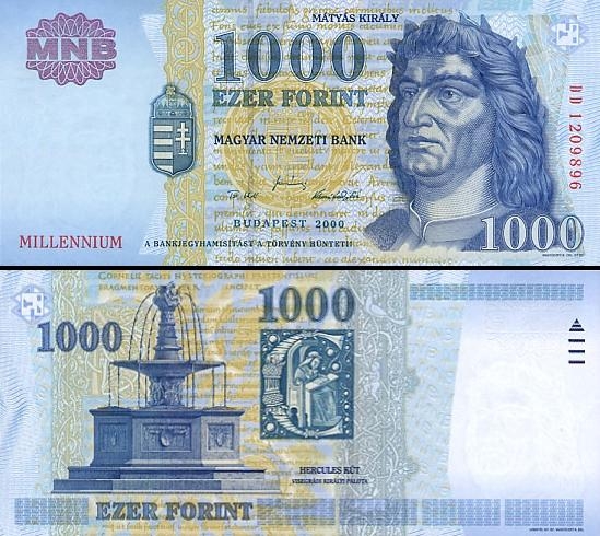 1000 Vengrijos forintų.