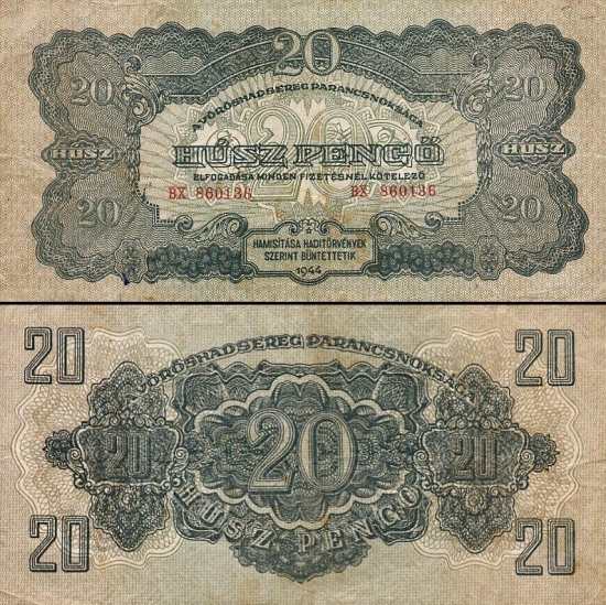 20 Vengrijos pengų.