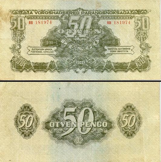 50 Vengrijos pengų.