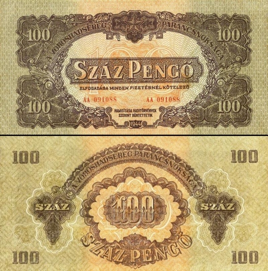 100 Vengrijos pengų.