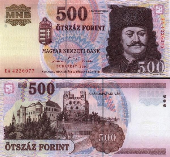 500 Vengrijos forintų.