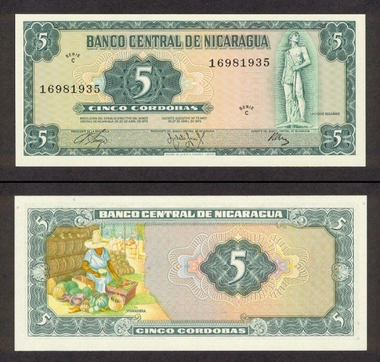 5 Nikaragvos kordobos.