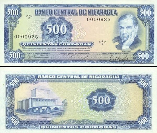 500 Nikaragvos kordobų.