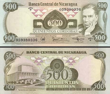 500 Nikaragvos kordobų.