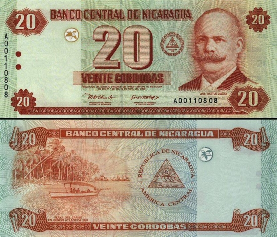 20 Nikaragvos kordobų.