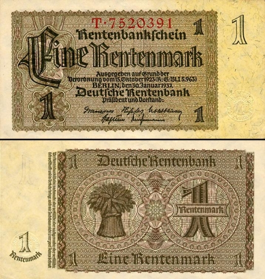 1 Vokietijos rentennmarkė.