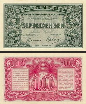 10 Indonezijos rupijos senų. 