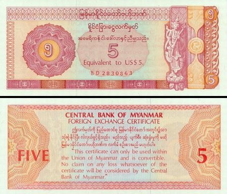 5 Mianmaro doleriai.