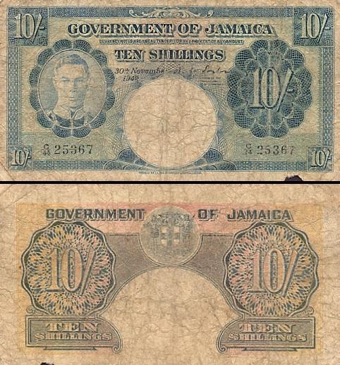 10 Jamaikos šilingų.