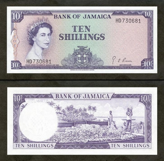 10 Jamaikos šilingų.