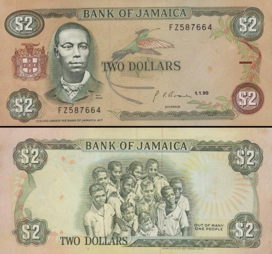 2 Jamaikos doleriai.