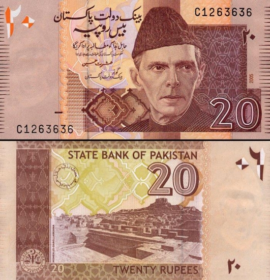 20 Pakistano rupijų.